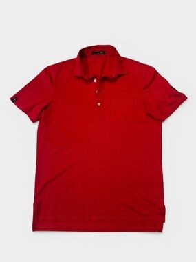 RLX Ralph Lauren mens M Medium red solid performance golf polo shirt EUC